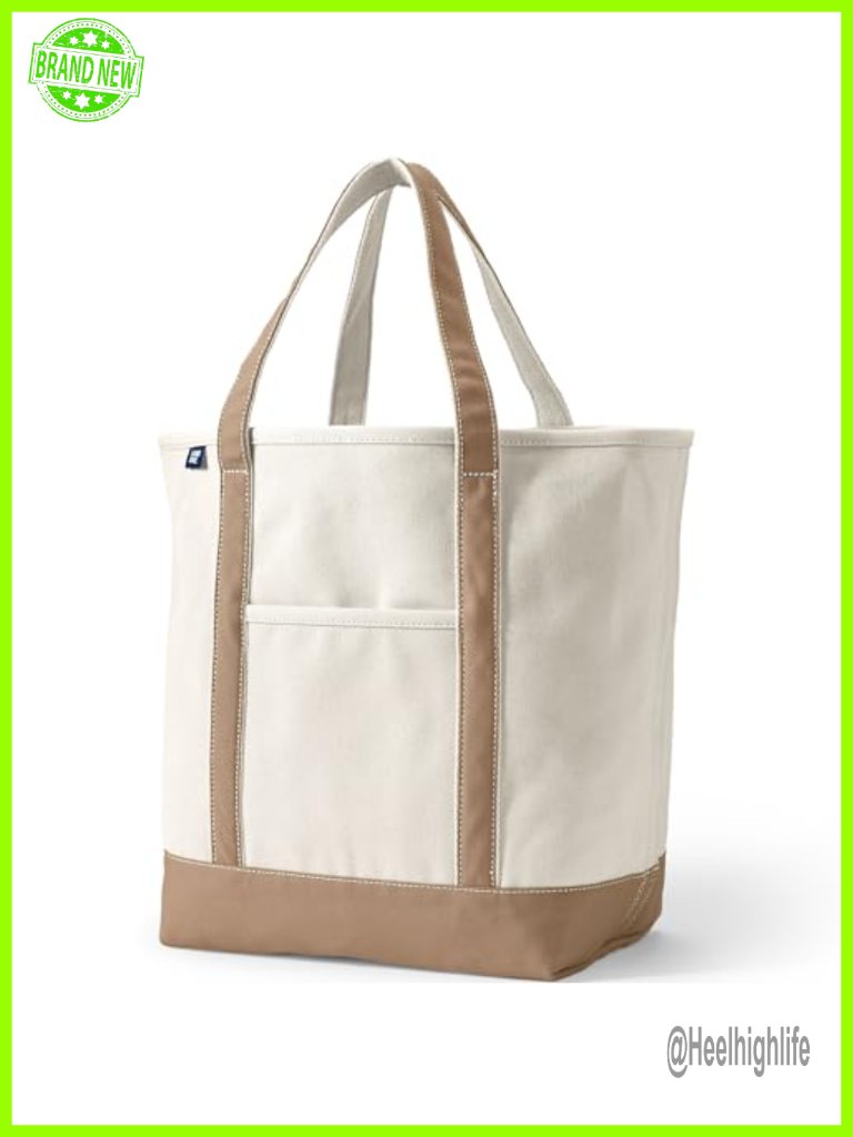 Open Top Canvas Tote Structured Reinforced Base Large Regular Handle